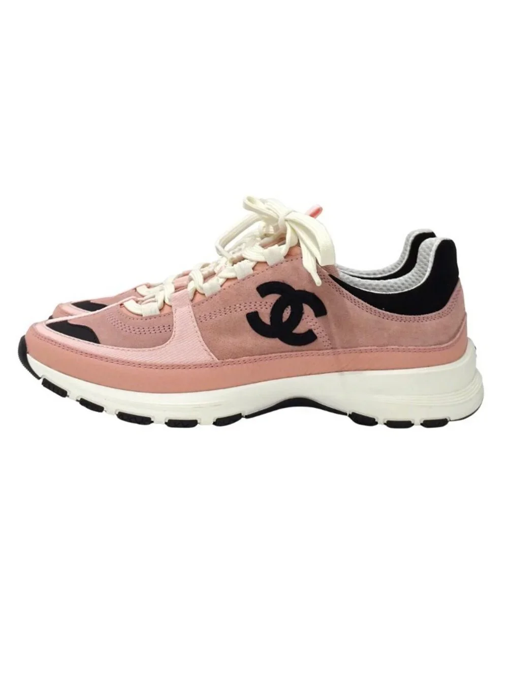 Chanel Sneakers Suede Pink CC Logo Casual